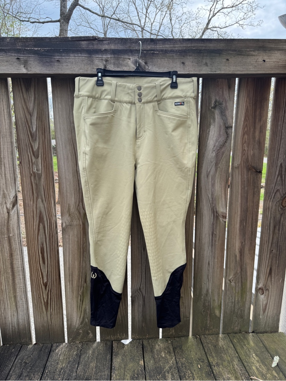 Kerrits Tan Riding Tights with Black Calf Grip Panels